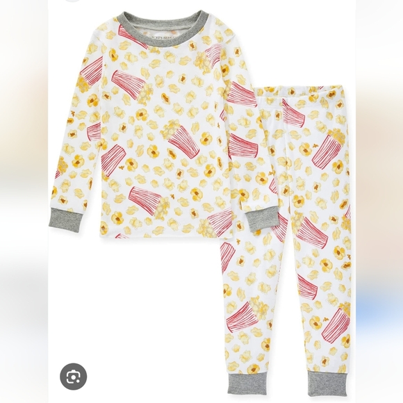 Burt's Bees Kids Organic Popcorn TV Movie Long Sleeve PJ Set - Picture 1 of 7